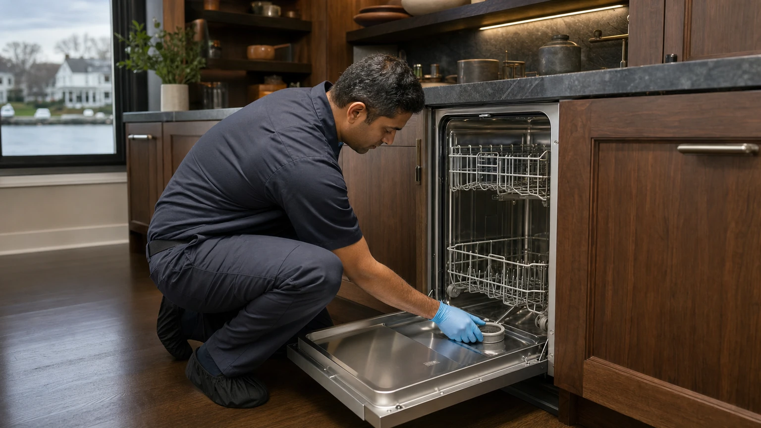 Panel-ready dishwasher diagnostic visit in the service area