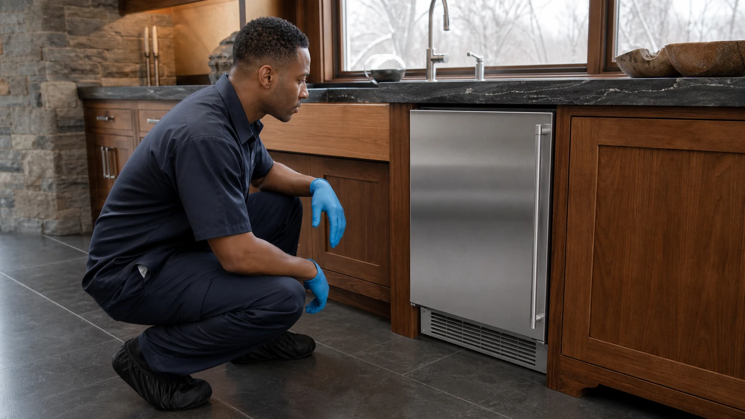Undercounter ice maker diagnostic visit in the service area